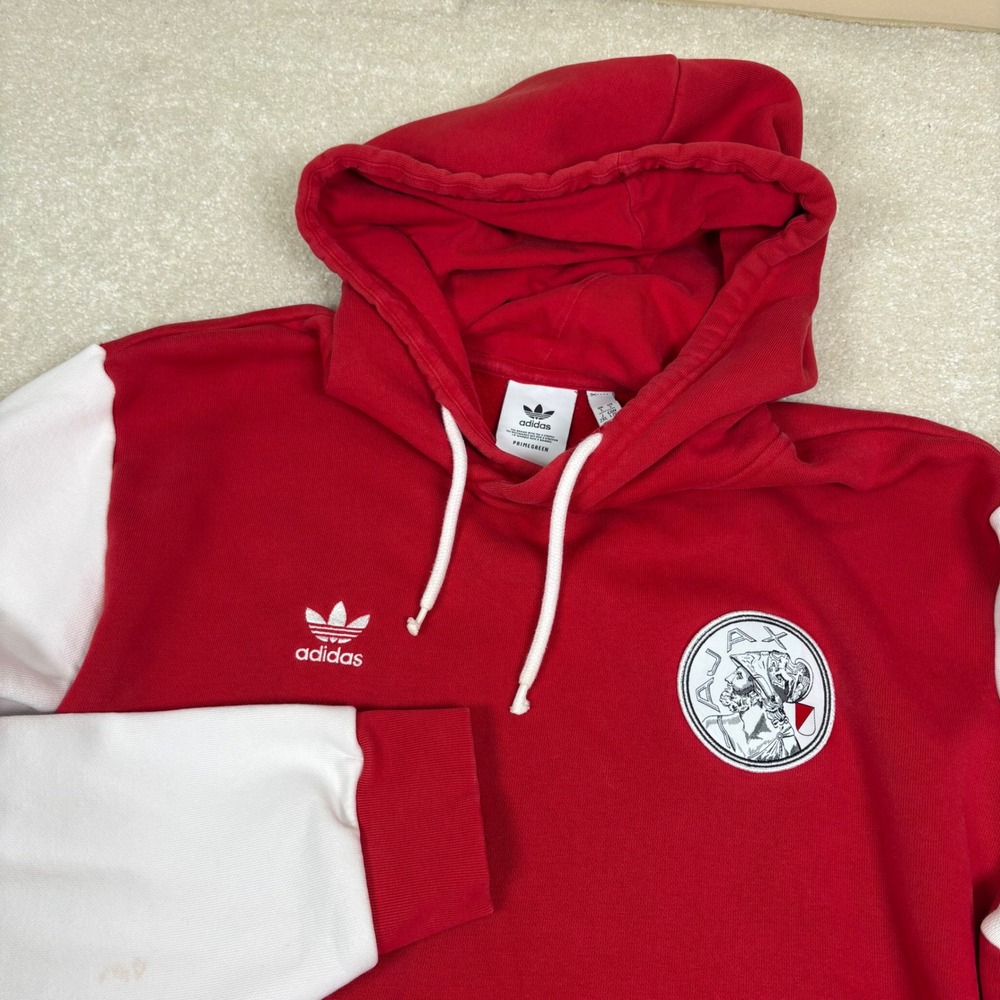 Adidas Ajax Amsterdam Red White Pullover Hoodie Mens Large See Measurements